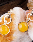 River Rocks Yellow Quartz and Golden Bronze Earrings