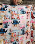 Danilo Painted Cowgirl Collage Throw Blanket 60" x 80" Ultra-Soft Micro Fleece Blanket 60" x 80" Made in America