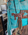 Baha Ranch 3D Print Floral Tooled Horse Charm or Keychain Made in America