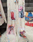 Baha Ranch Danilo Painted Cowgirl Satin Long Pajamas