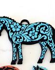 Baha Ranch 3D Print Floral Tooled Horse Charm or Keychain Made in America