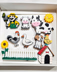 3D Hobby Farmer Cow Farm Animal Magnet Gift Set Made in America