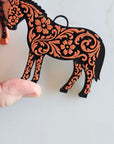 Baha Ranch 3D Print Floral Tooled Horse Charm or Keychain Made in America
