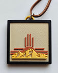 3D Print Picture Necklace on Deerskin Leather Western Bull Skull Desert Cactus Made in America