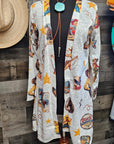 Baha Ranch Vintage Cowgirl Collage Western Lightweight Cardigan