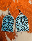 3D Print Western Tooled Turquoise Earrings Made in America