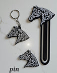 Baha Ranch Year of the Horse Tooled 3d Print Bookmark Keychain Hatpin Magnet Purse Charm Made in America