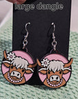 3d Western Cowgirl Cowboy Highland Cow Theme - Necklace, Purse Charm, Earrings, Keychain, Magnet