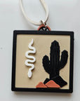 3D Print Picture Necklace on Deerskin Leather Western Bull Skull Desert Cactus Made in America