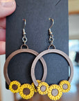 3D Print That70's Show Sunflower Boho Hippie Earrings Made in America