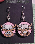 3d Western Cowgirl Cowboy Highland Cow Theme - Necklace, Purse Charm, Earrings, Keychain, Magnet