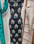 Baha Ranch Turquoise Naja Sleeveless Bodycon Side Slit Maxi Dress