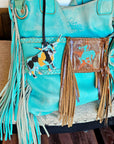 Baha Ranch 3D Print Turquoise Longhorn Made in America Keychain Magnet Purse Charm