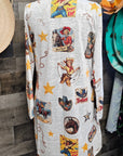 Baha Ranch Vintage Cowgirl Collage Western Lightweight Cardigan