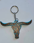 3d Print Tooled Longhorn Keychain or Purse Charm Ornament - Made in America - choice of colors