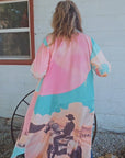 Baha Ranch Retro Pop Western Button Up Shirt Dress Duster