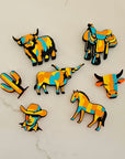 3d Printed Farm Western Longorn Horse Cow Magnet Made in America