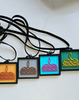 3D Print Picture Necklace on Deerskin Leather Western Bootstitch Made in America
