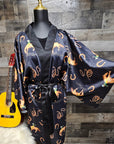 Baha Ranch Rodeo Cowboy Satin Kimono Sleeve Robe