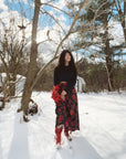 Baha Ranch Colores de Mexico Romantic Red Roses Midi Skirt