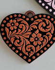 3d Printed Tooled Cowboy Cowgirl Heart Keychain or Purse Charm