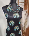 Baha Ranch Turquoise Naja Sleeveless Bodycon Side Slit Maxi Dress