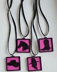 3D Print Picture Necklace on Deerskin Leather Western Cowboy Horse Hat Boot Made in America