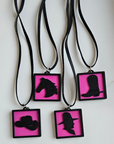 3D Print Picture Necklace on Deerskin Leather Western Cowboy Horse Hat Boot Made in America