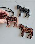 Baha Ranch 3D Print Floral Tooled Horse Charm or Keychain Made in America
