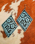 3D Print Western Tooled Turquoise Earrings Made in America