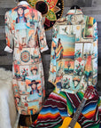 Colores de Mexico Pictures of the Southwest Button-Up Long Sleeve Shirt Dress Duster