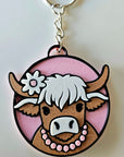 3d Western Cowgirl Cowboy Highland Cow Theme - Necklace, Purse Charm, Earrings, Keychain, Magnet