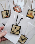 3D Print Picture Necklace on Deerskin Leather Western Bull Skull Desert Cactus Made in America