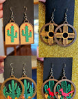 3D Print Zia New Mexico Cactus Earrings Made in America