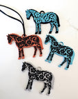 Baha Ranch 3D Print Floral Tooled Horse Charm or Keychain Made in America