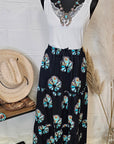 Baha Ranch Turquoise Naja Southwestern Tiered Prairie Maxi Skirt
