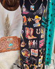 Baha Ranch Vintage Cowboy Collage Western Sun Dress