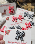 Bag of 25 -Boutique 3d Printed Package Inserts Cow Print Bows Pins or Earrings Made in America