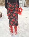 Baha Ranch Colores de Mexico Romantic Red Roses Midi Skirt
