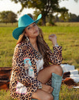Baha Ranch Retro Pop Western Wild West Leopard Blazer