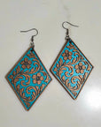 3D Print Western Tooled Floral Earrings Made in America Choice of Colors