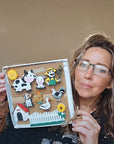 3D Hobby Farmer Cow Farm Animal Magnet Gift Set Made in America