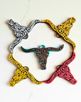 3d Print Tooled Longhorn Keychain or Purse Charm Ornament - Made in America - choice of colors