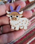 3d Easter Highland Cow Bunny Hat Pin