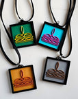 3D Print Picture Necklace on Deerskin Leather Western Bootstitch Made in America