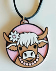 3D Print Cowgirl Highland Cow Picture Necklace or Earrings Western Made in America