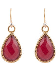 Roped Teardrop Ruby Quartz Earrings