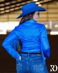 ROYAL SPARKLE & FRINGE PERFORMANCE RODEO SHIRT