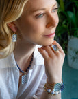 Santorini Cobalt Blue and White Golden Ring