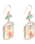 Scenic Floral Blue Turquoise Golden Earrings